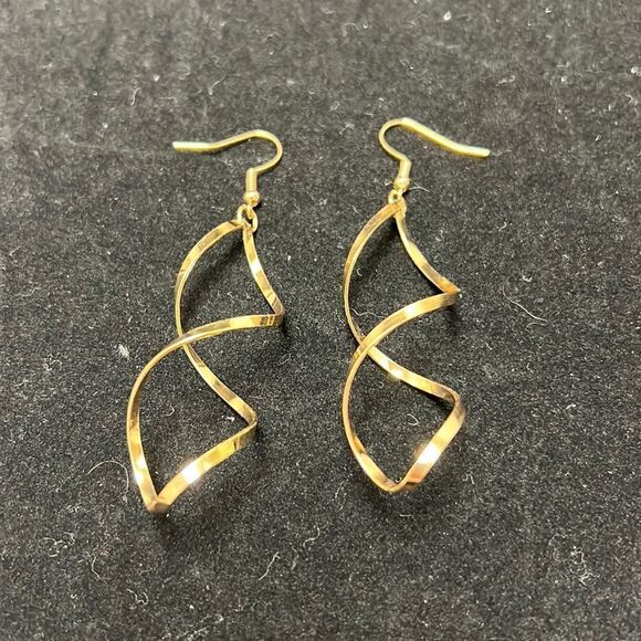 Jewelry - New Spiral Curl Long Dangle Earrings NWOT